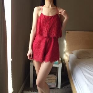 NWT Lovers+Friends Red Lace Open Back Romper.-CA5